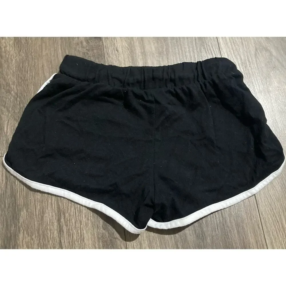 Old Navy Girls Black Shorts White Trim Size 8 Medium Cotton Blend Stretch Pocket